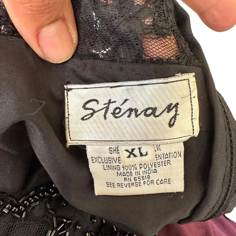 Vintage by Stenay Women's‎ Black Beaded Silk Midi Dress Size: XL